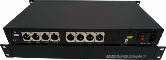 3 Pinli XLR Yasaklanmış Sesten Fibere Dönüştürücü 1U Raf 8 Kanal