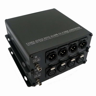 XLR Konnektörlü SFP Modülü ile 4 Kanal Dengeli Sesten Fibere Dönüştürücü