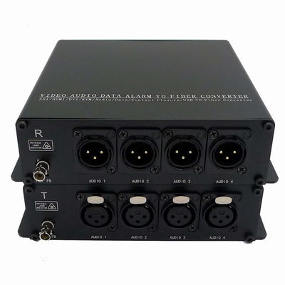AES EBU Fiber Optikten Analog Ses Dönüştürücüye Tek Fiberli 4 Kanal